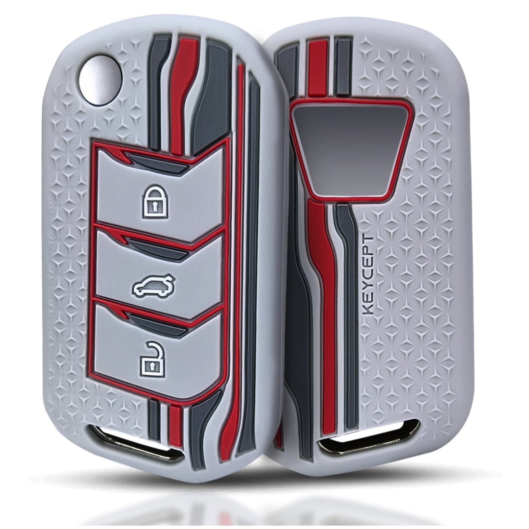 tristar mahindra marazzo 3 button flip key silicone key cover case accessories grey