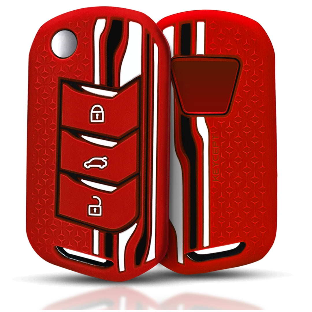 tristar mahindra marazzo 3 button flip key silicone key cover case accessories red