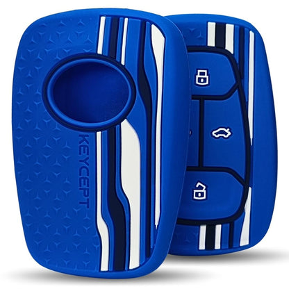 tristar tata nexon safari bolt 4 button smart silicone key cover case accessories blue