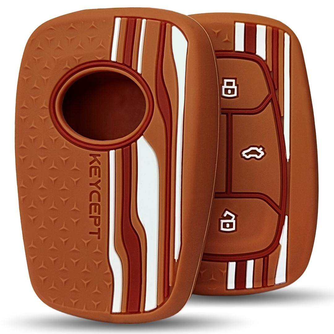 tristar tata nexon safari 4 button smart silicone key cover case accessories brown