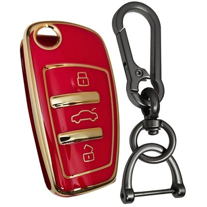 audi a1 a3 a6 q2 3b flip tpu red gold key cover case keychain