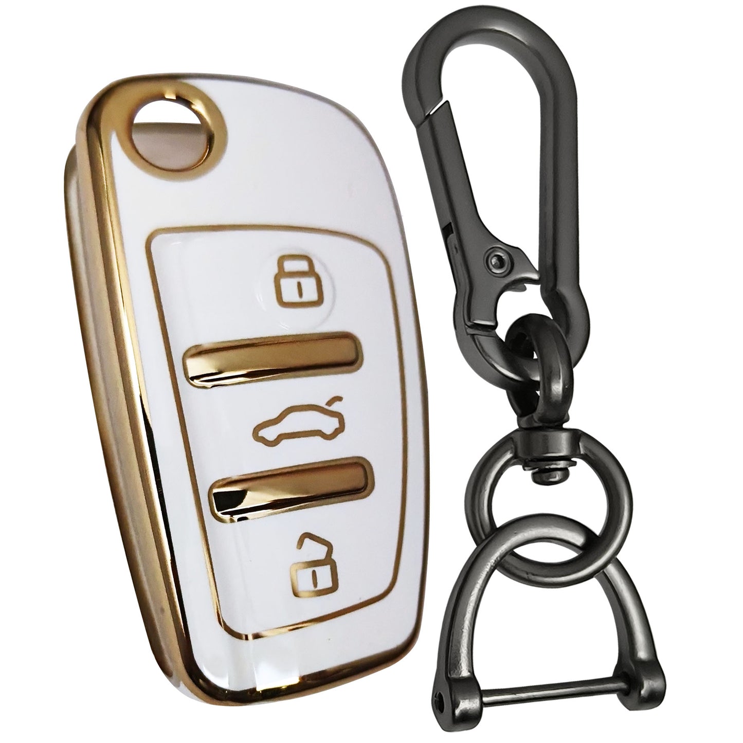 audi a1 a3 a6 q2 3b flip tpu white gold key cover case accessories keychain