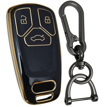 audi a4 a5 a7 a8 3b smart tpu black gold key cover keychain