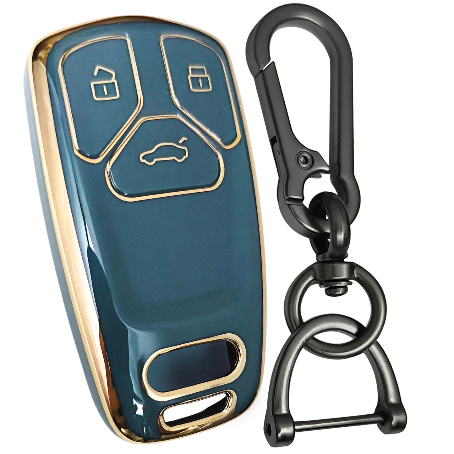 audi a4 a5 a7 a8 3b smart tpu blue gold car key cover case accessories keychain