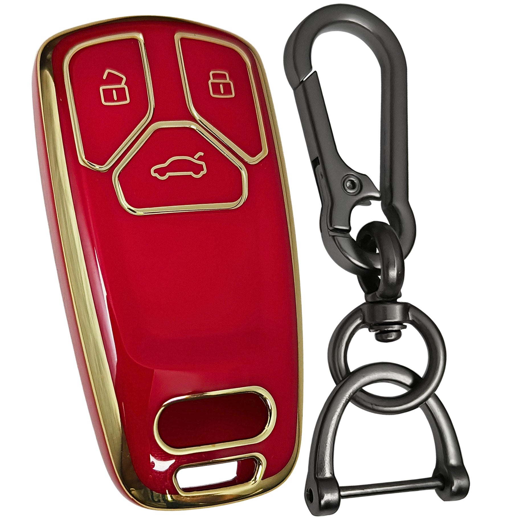 audi a4 a5 a7 a8 3b smart tpu red gold key case keychain