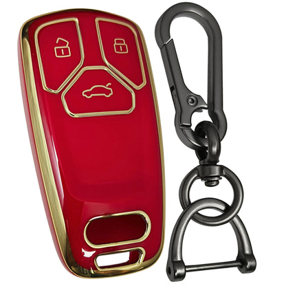 audi a4 a5 a7 a8 3b smart tpu red gold key case keychain