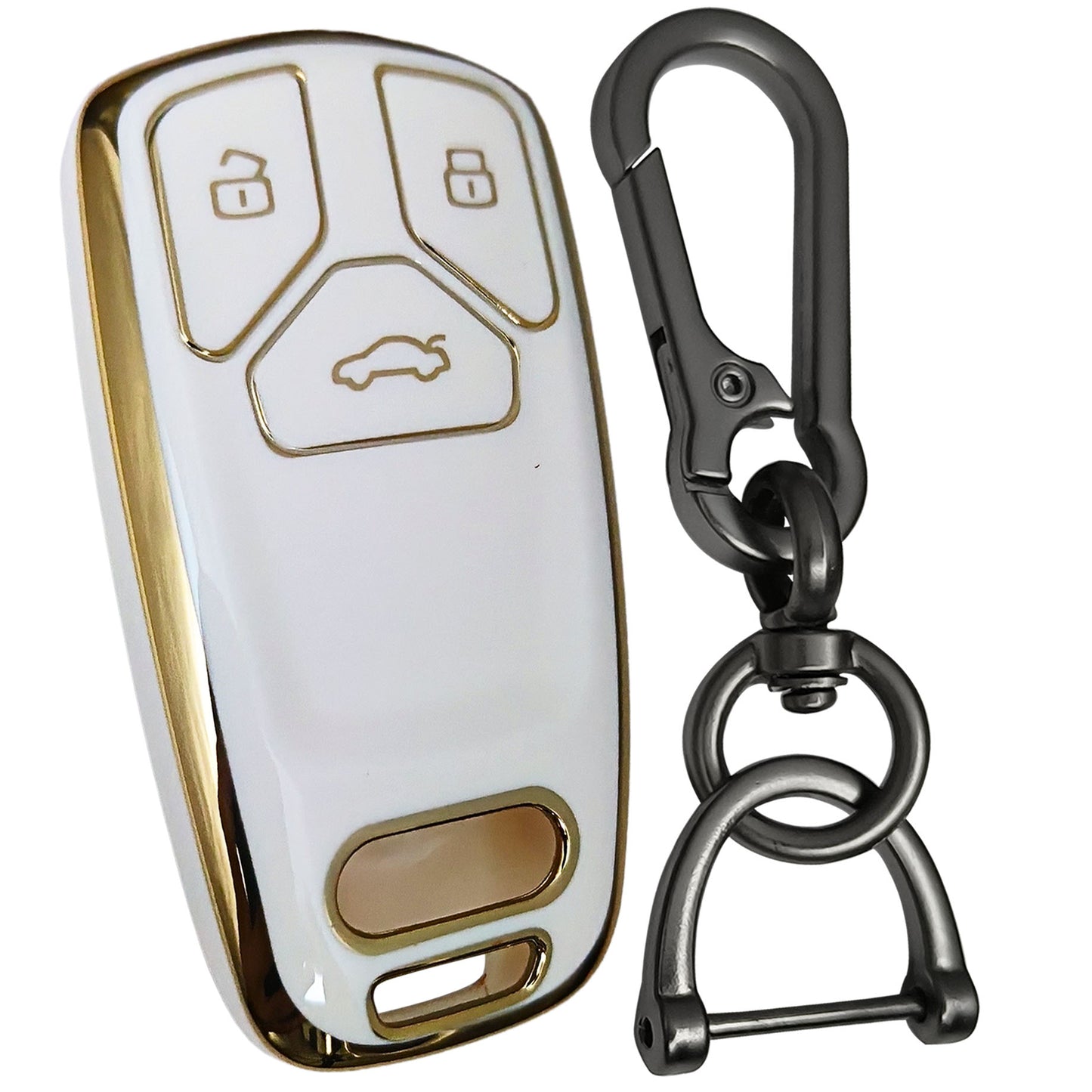 audi a4 a5 a7 a8 3b smart tpu white gold car key cover case accessories keychain