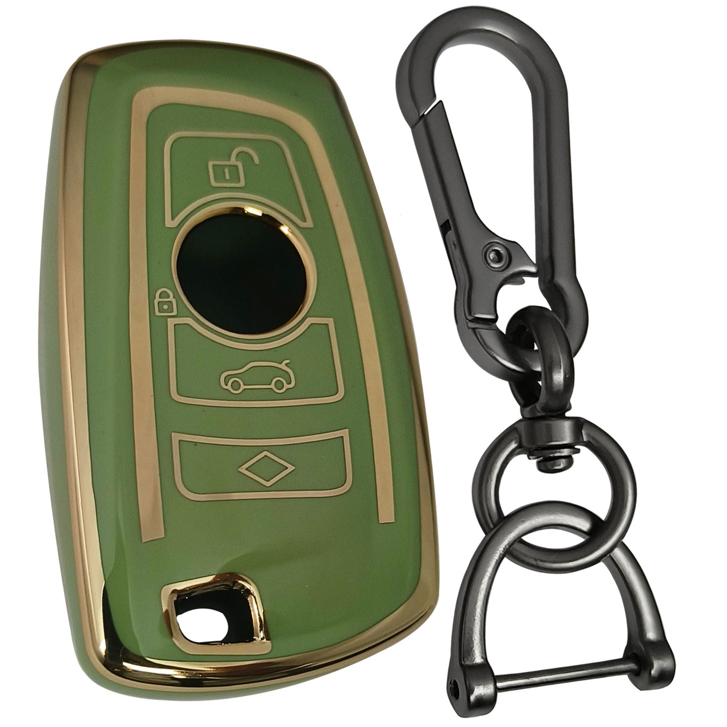 bmw x3 x4 m5 3button smart tpu green gold key cover case keychain