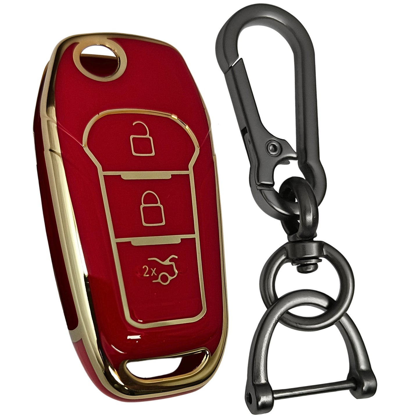 ford figo aspire endeavour 3b flip tpu red gold car key case keychain