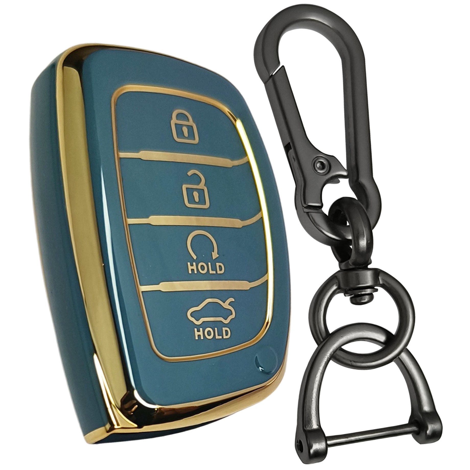 hyundai alcazar creta 4 button smart tpu black key case accessories keychain