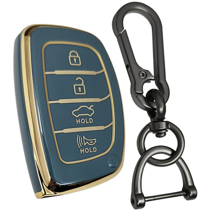 hyundai elantra smart 4 button tpu blue key cover case keychain