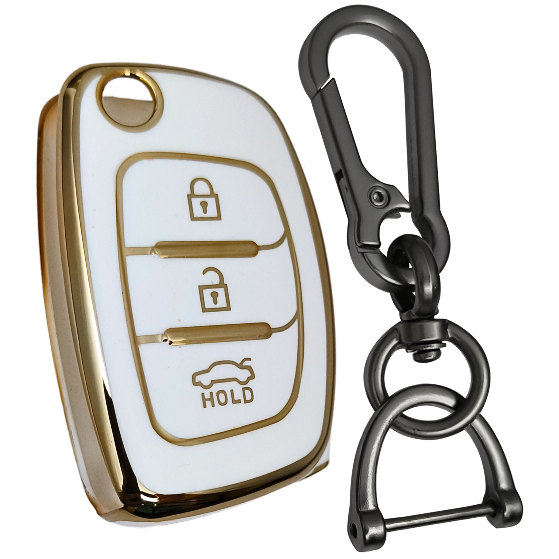 hyundai i20new flip 3b tpu white car key cover case accessories keychain