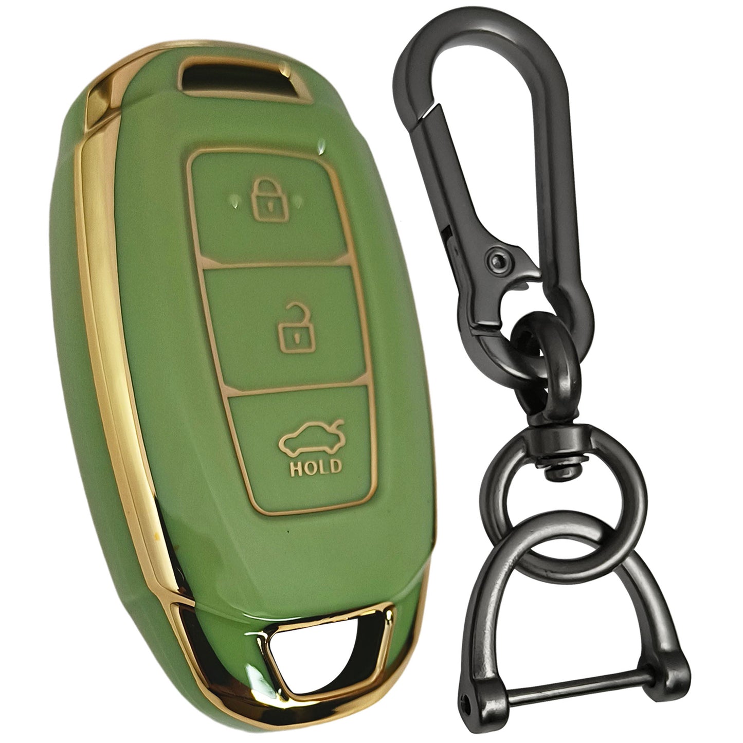 hyundai verna 3b smart tpu green gold key cover keychain