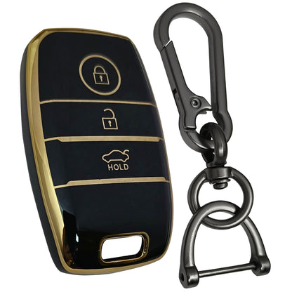 kia seltos smart 3 button tpu gold key cover case accessories keychain