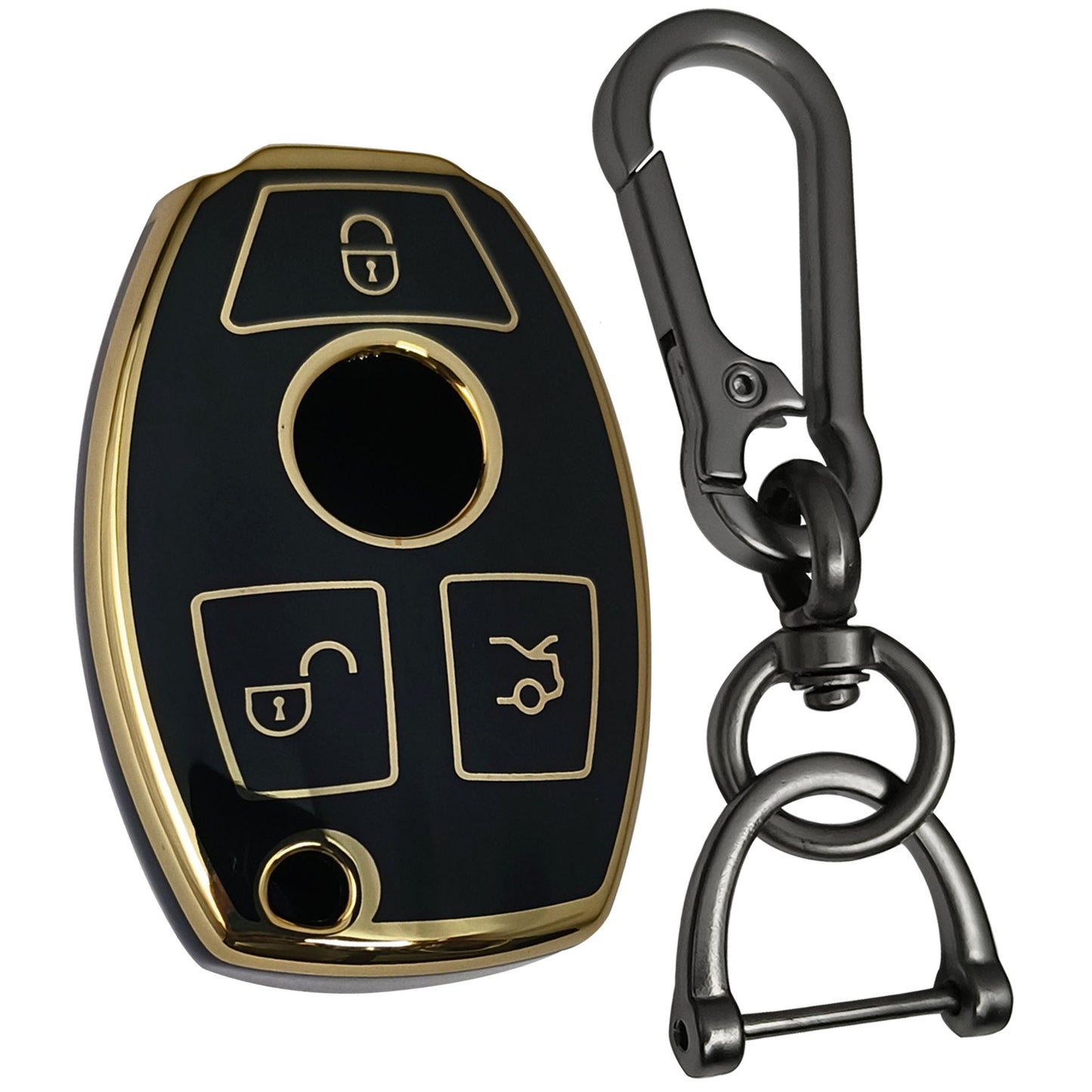 mercedes benz 3b smart tpu black gold key case
