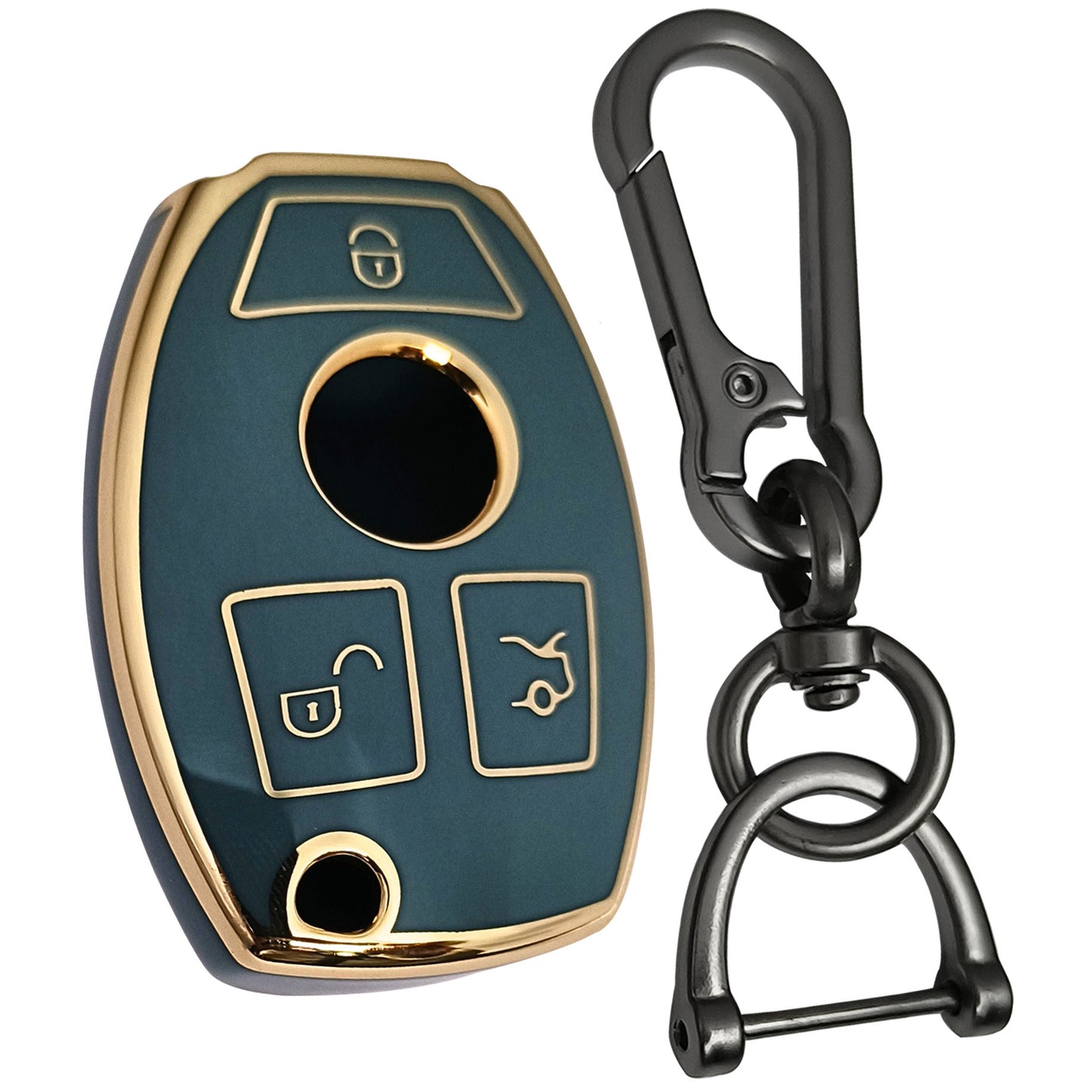 mercedes benz 3b smart tpu blue gold car key cover keychain