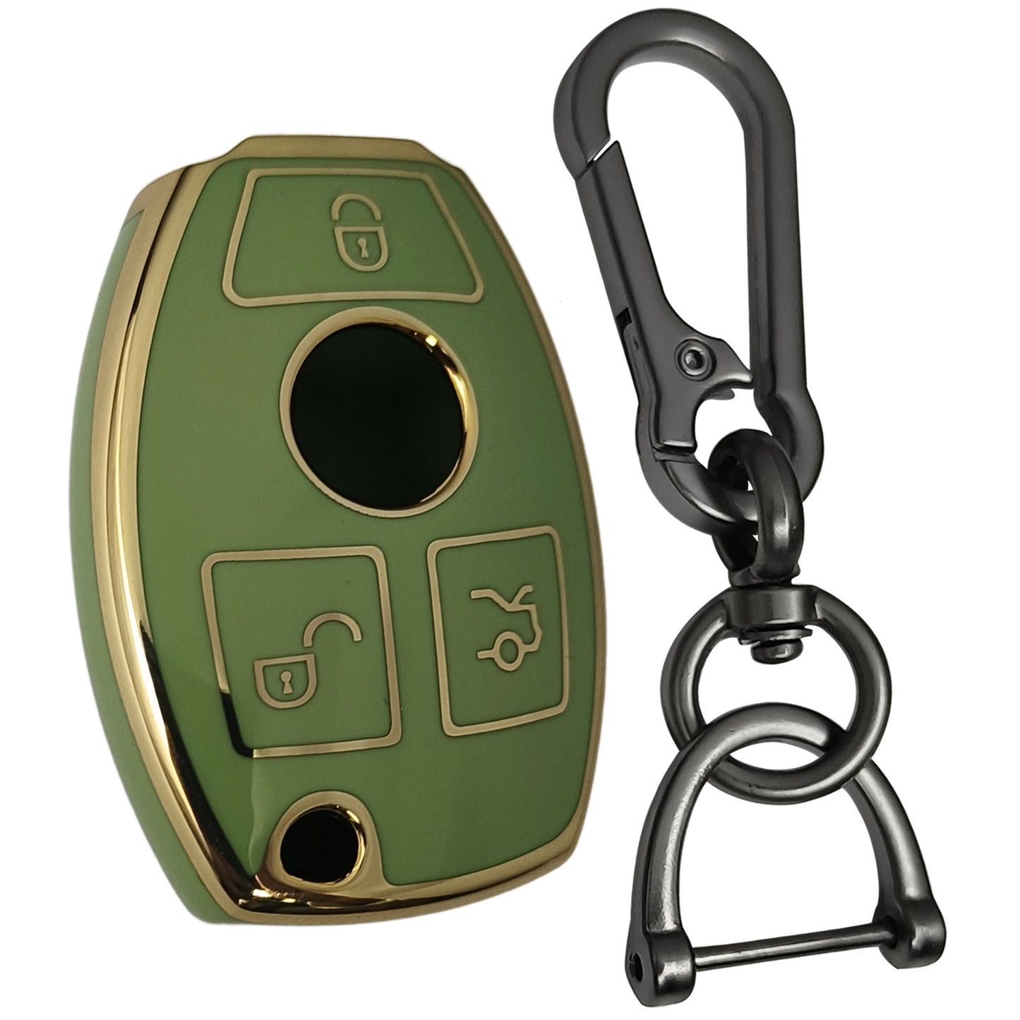 mercedes benz 3b smart tpu green gold key cover keychain