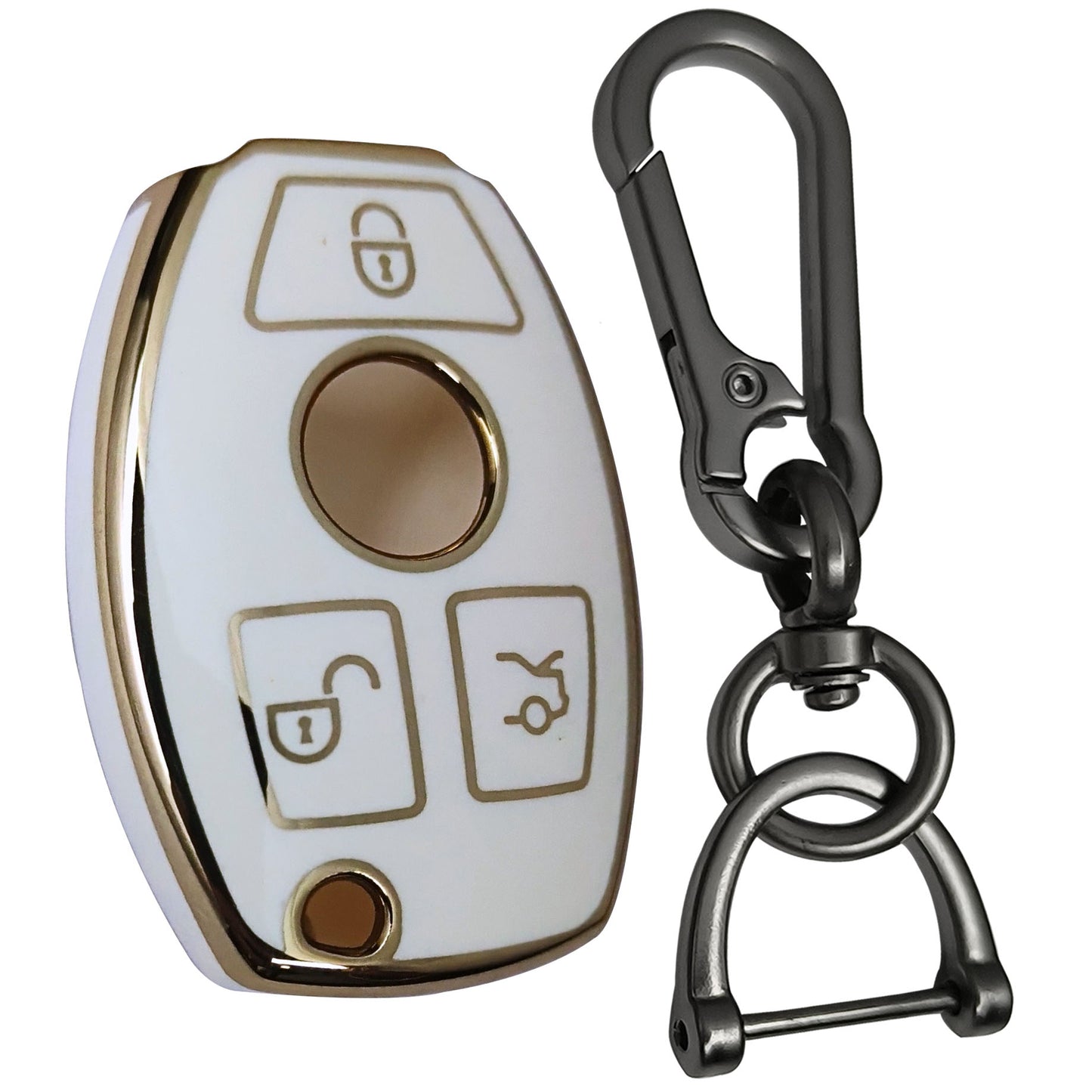 mercedes benz 3b smart tpu white gold key case accessories keychain