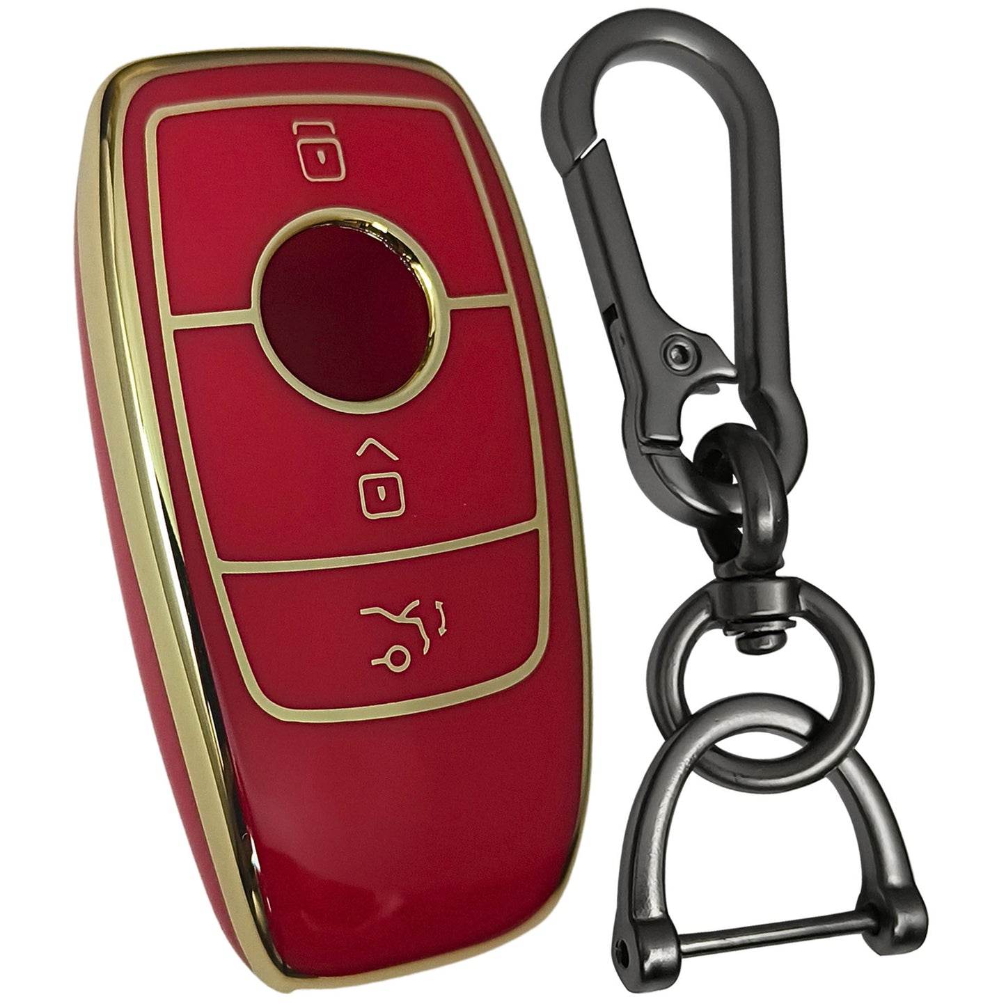 mercedes benz e-series 3b tpu red car key case keychain