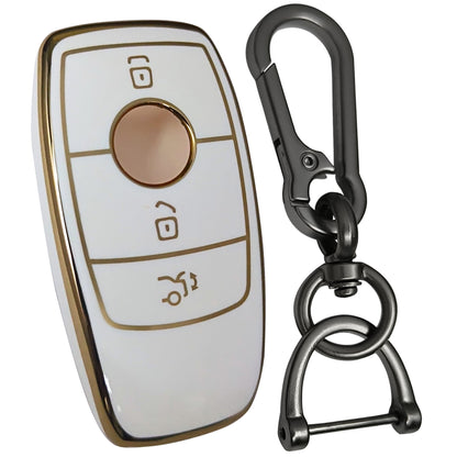 mercedes benz eseries tpu white gold key cover keychain