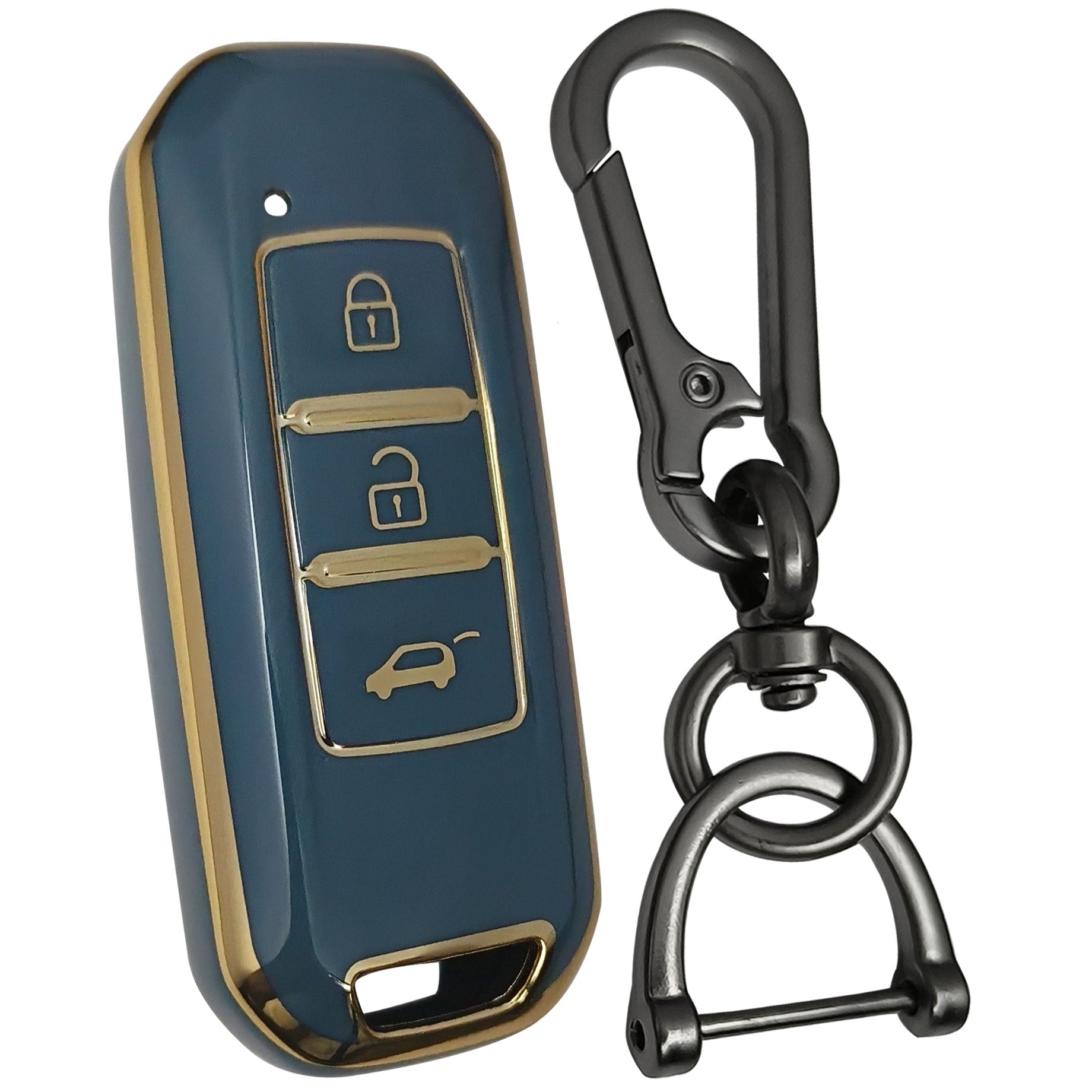 mg hector 3 button smart tpu blue gold key cover case accessories keychain