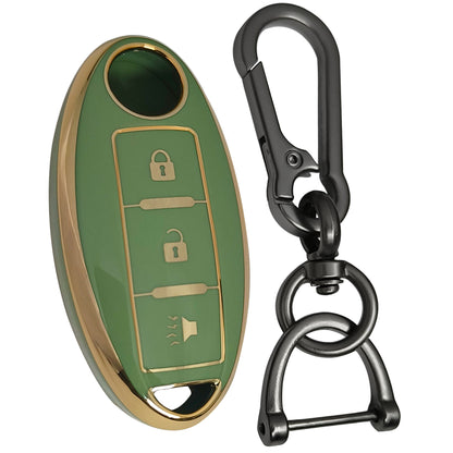 nissan micra sunny teana magnite 3 button smart key keychain green gold