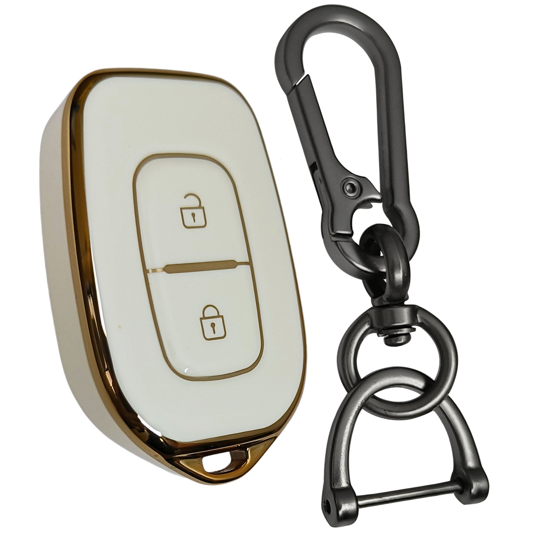 renault kwid kiger duster 2 button remote tpu white gold key cover keychain