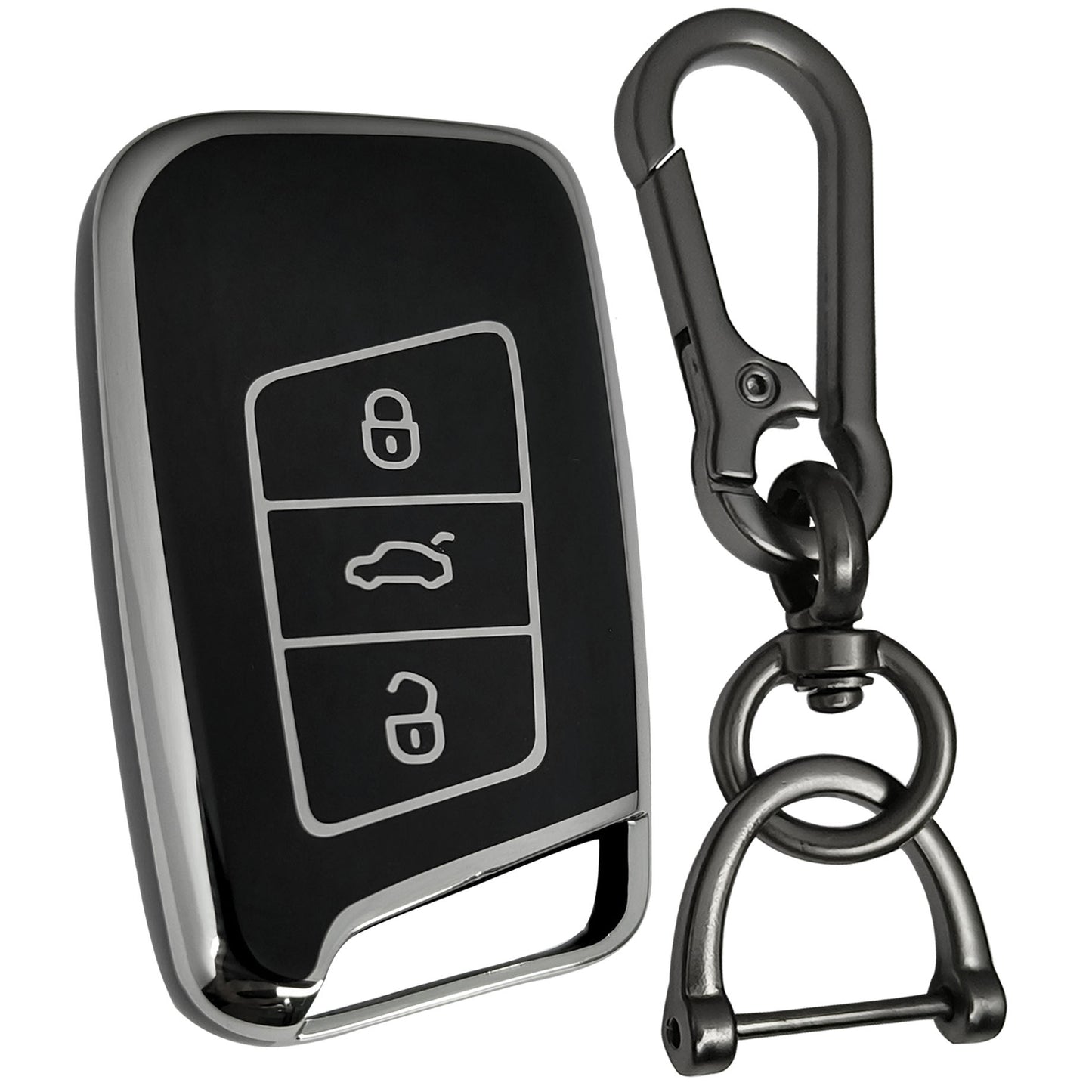 skoda kushaq kodiaq smart tpu black silver key case keychain