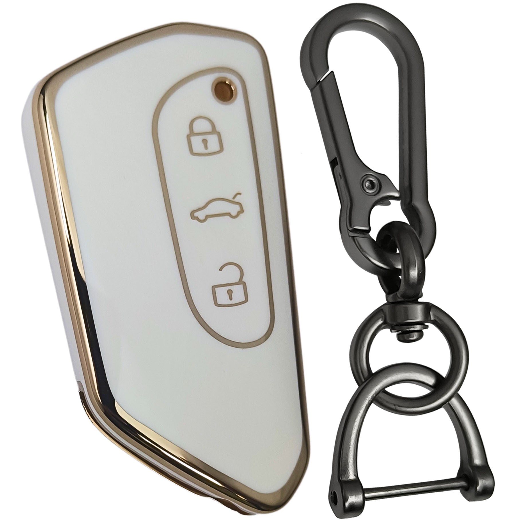 skoda octavia virtus 3button smart tpu white key cover case keychain
