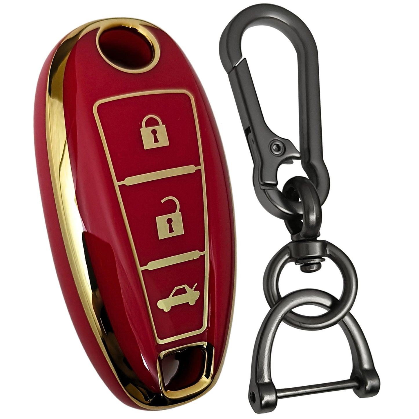 suzuki scross baleno swift urban cruiser 3 button smart tpu red gold key case keychain