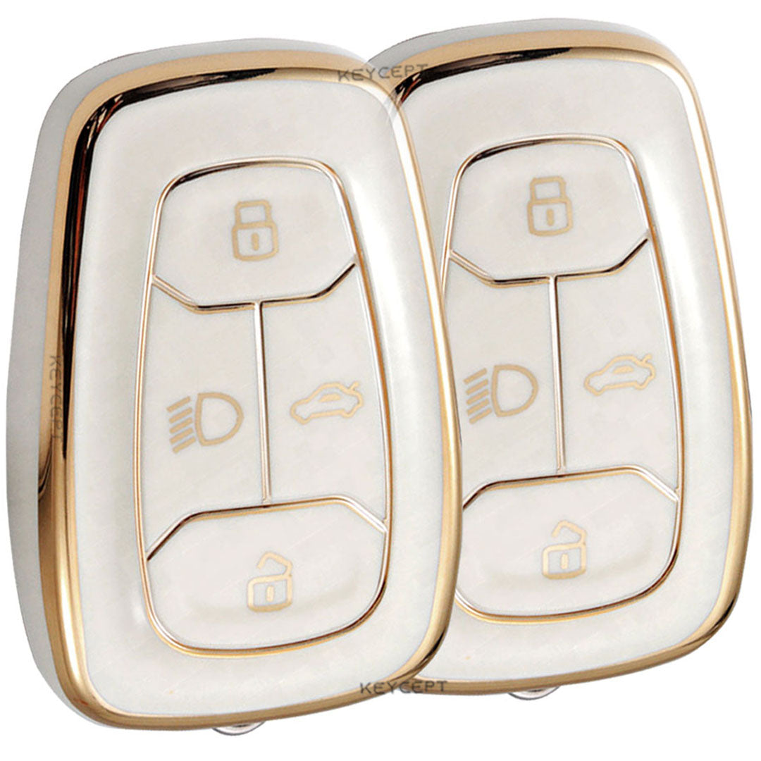 tata nexon harrier safari punch altroz tpu cover white gold car keycover case accessories 