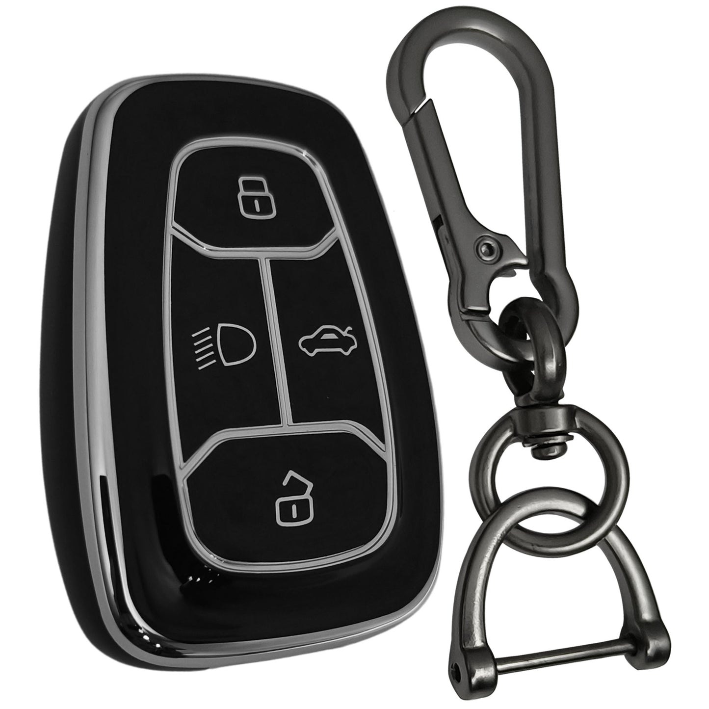 tata nexon harrier safari punch altroz tpu cover black silver  key case accessories keychain