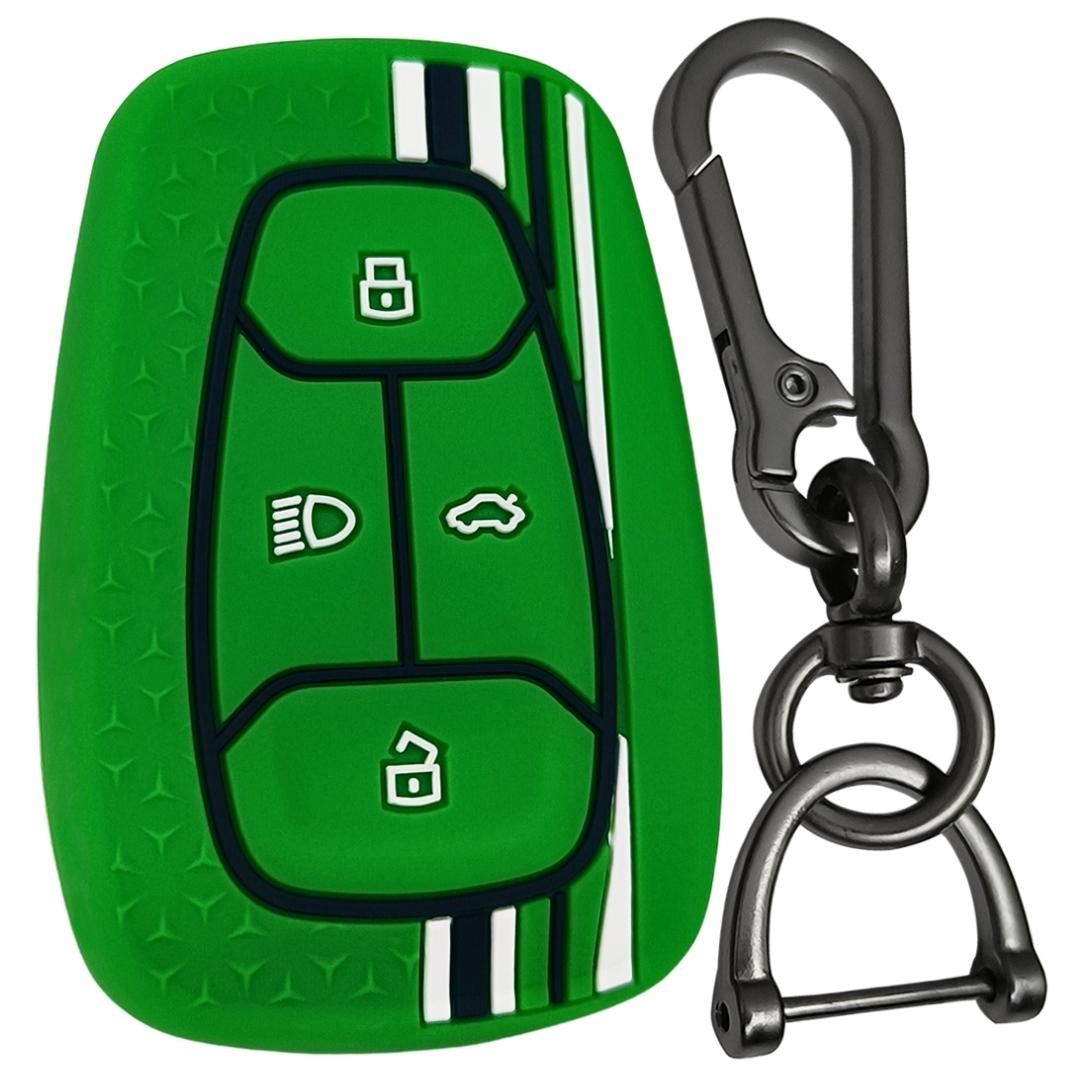 tristar tata nexon safari hexa 4 button smart silicone key cover case green keychain 01