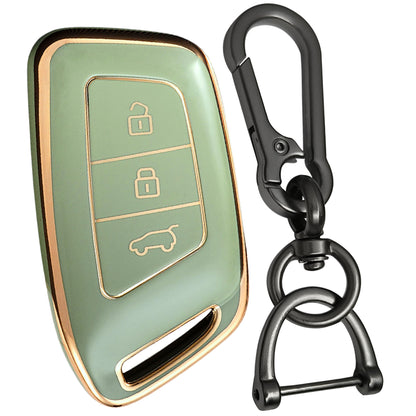 mg hector smart tpu green gold keychain key case