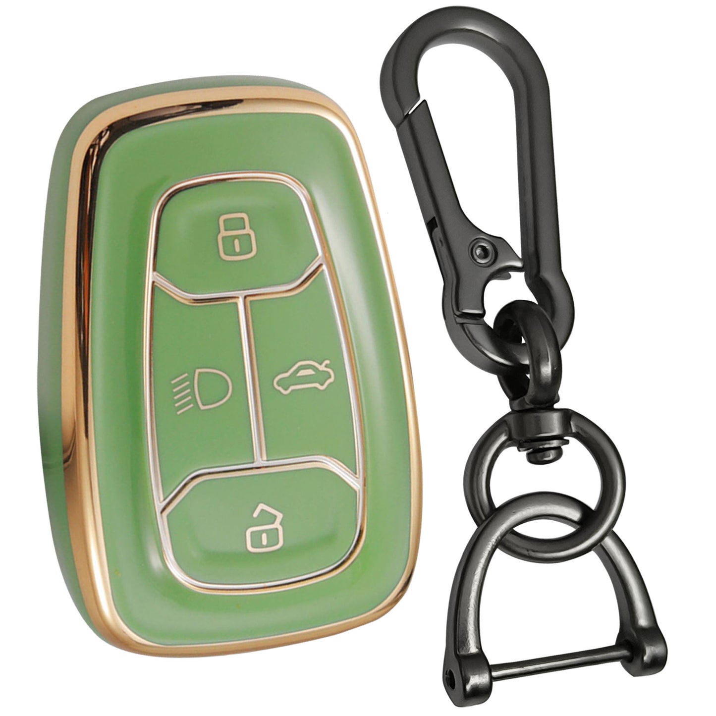 tata nexon harrier safari punch altroz tpu cover green gold car key cover case accessories keychain