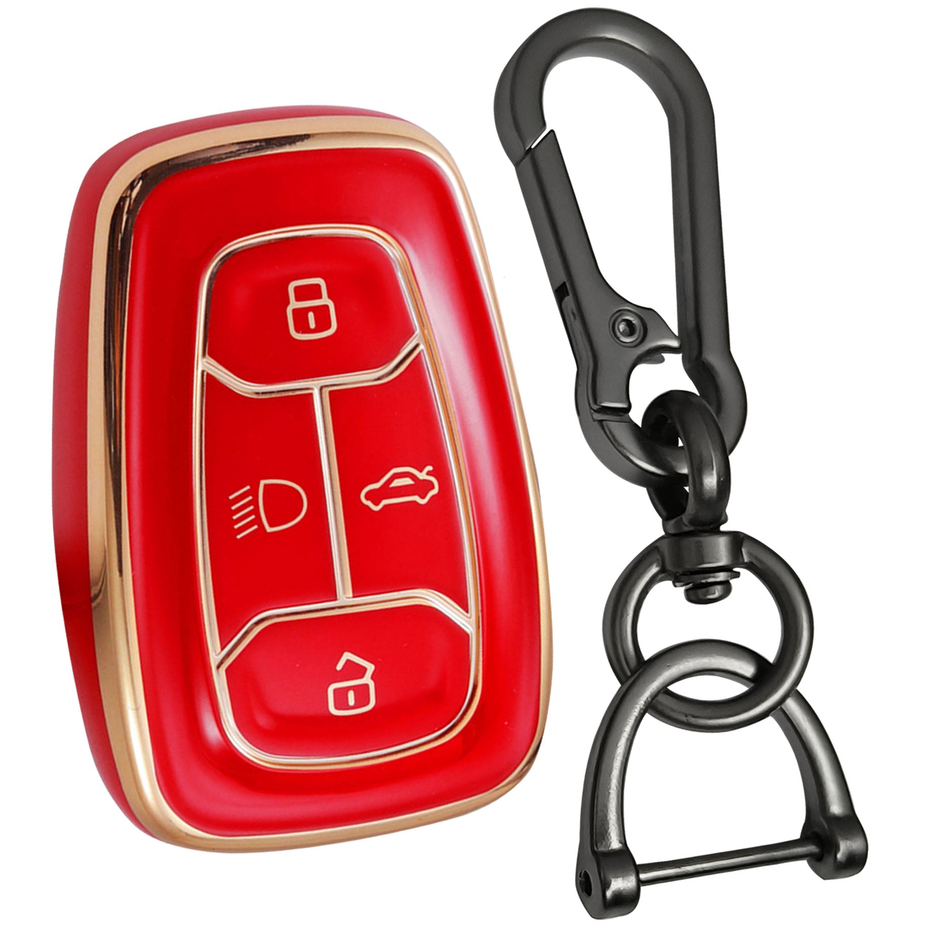 tata nexon harrier safari punch altroz tpu cover red gold car key cover case keychain