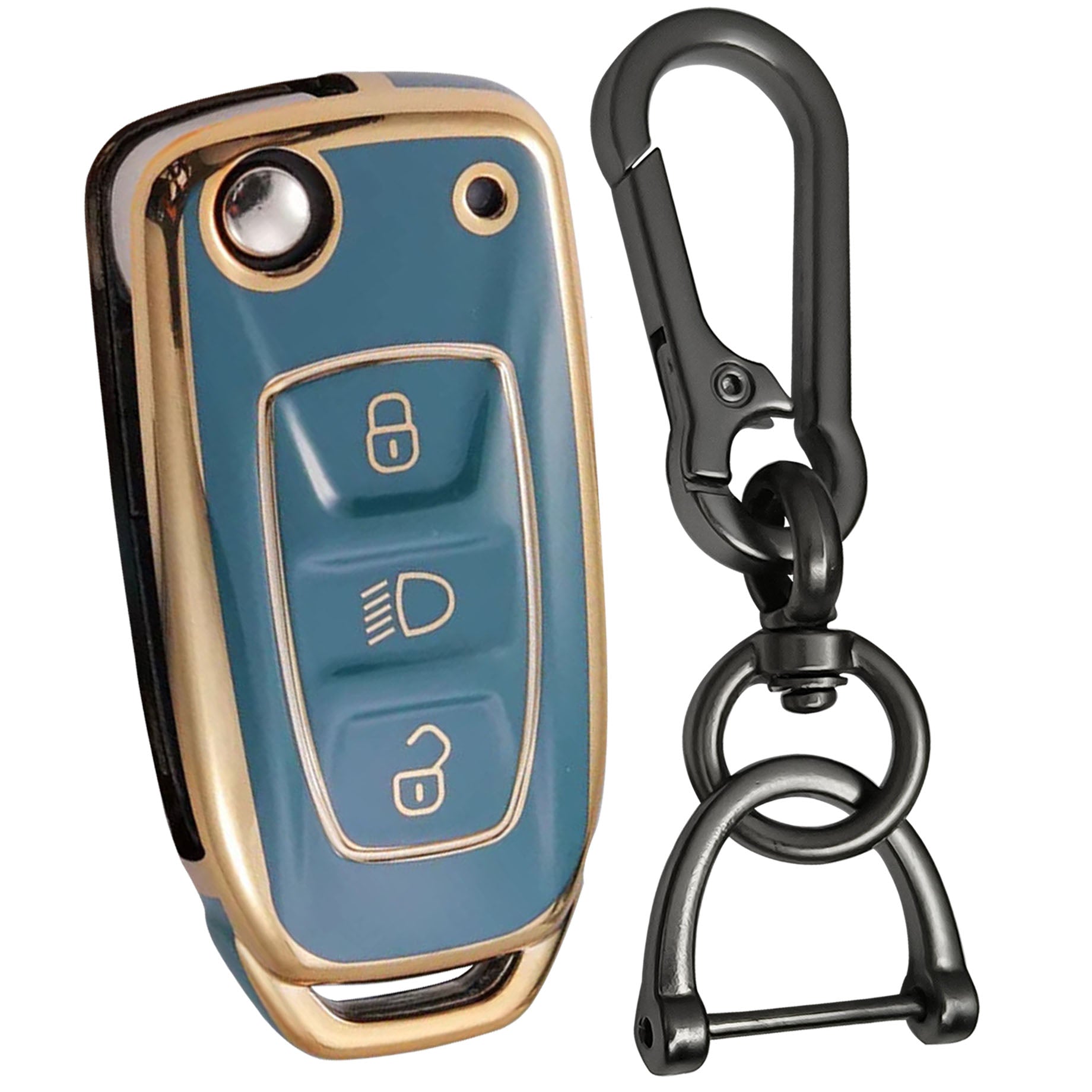 tata zest nexon hexa tiago 3b flip tpu blue gold keycover case keychain