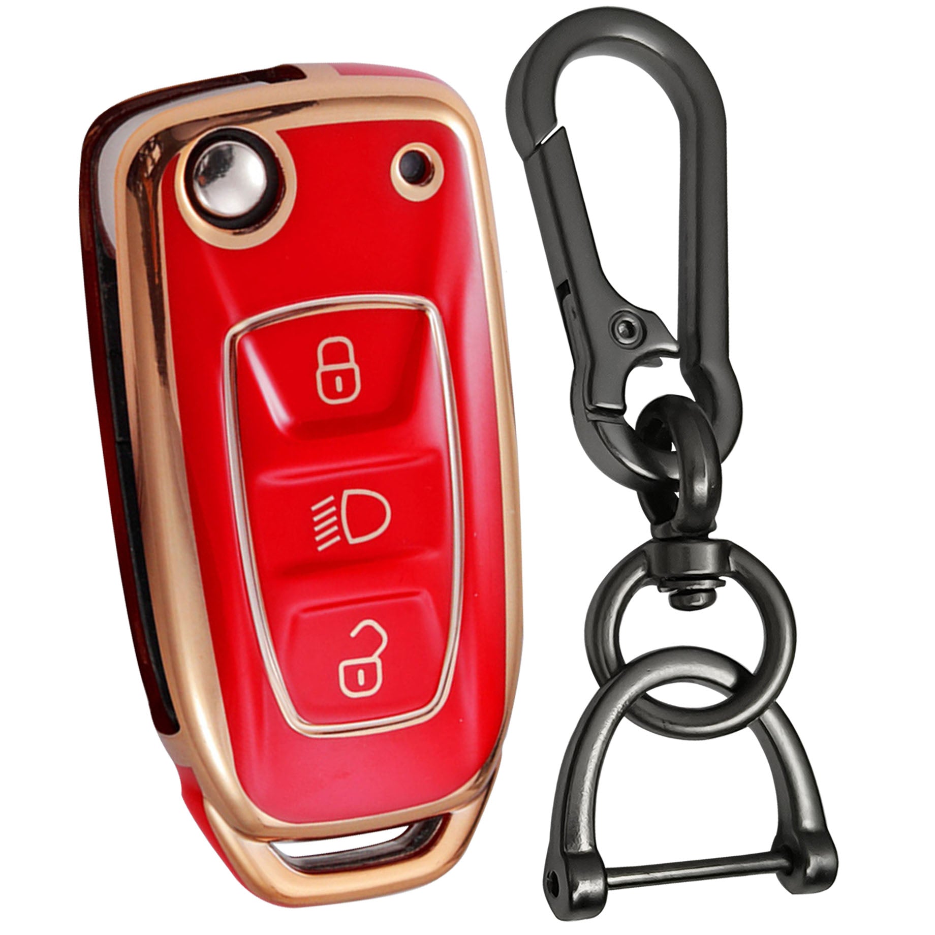 tata zest nexon hexa tiago 3b flip tpu red gold car key cover case accessories keychain