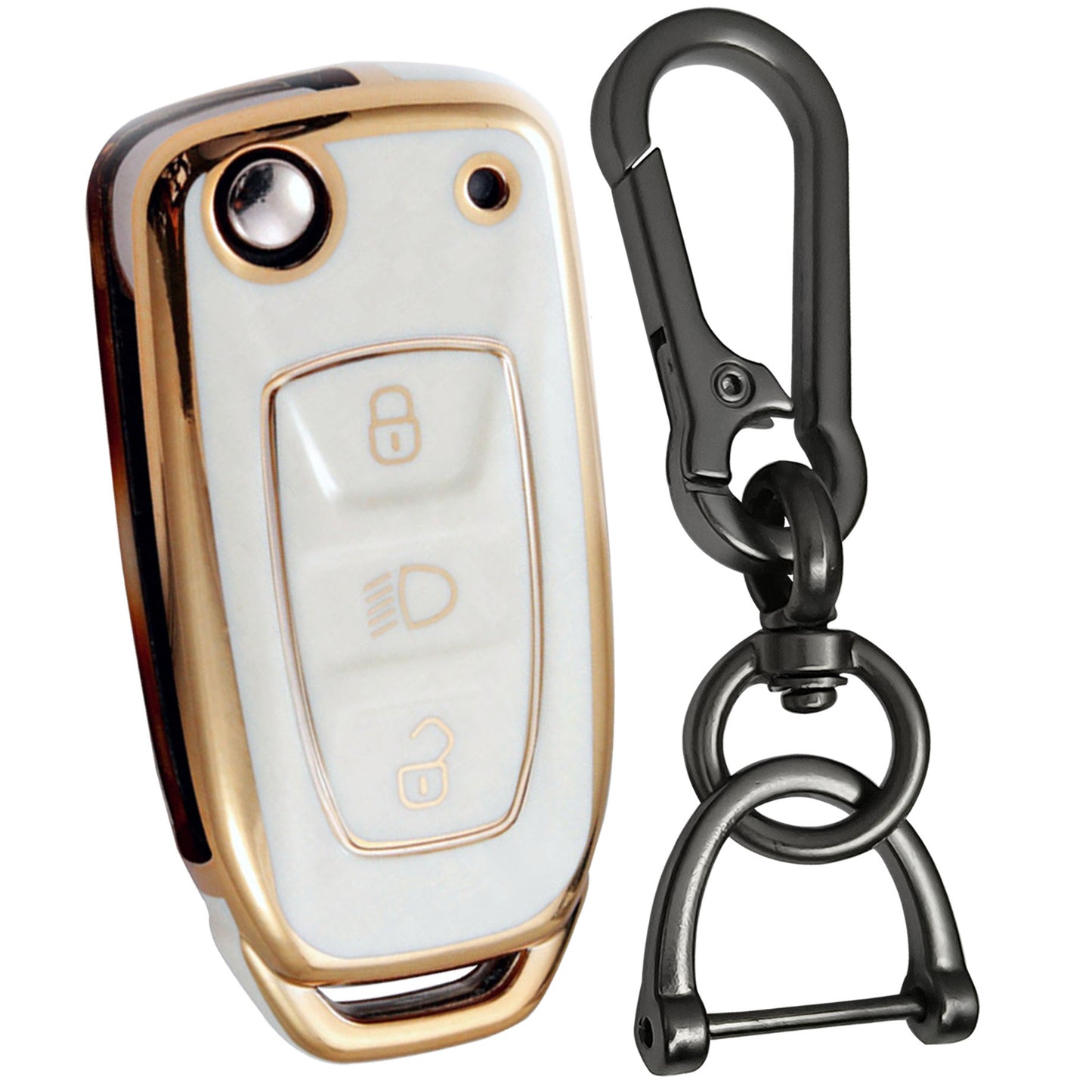 tata zest nexon hexa tiago 3b flip tpu white gold key cover keychain