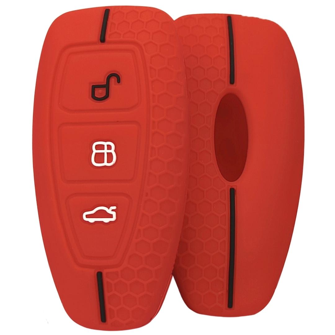 Ford ecosport 3 button smart silicone key cover case red