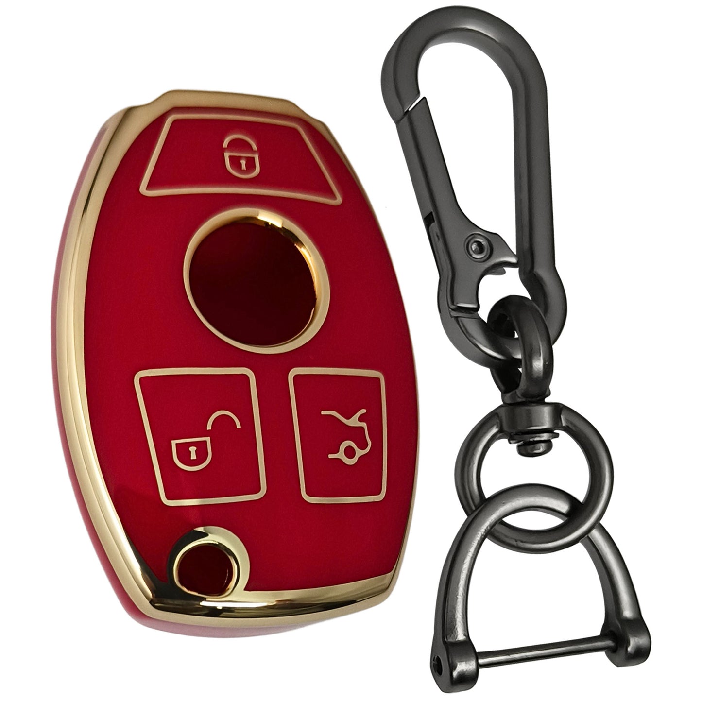 mercedes benz 3b smart tpu red gold key accessories keychain