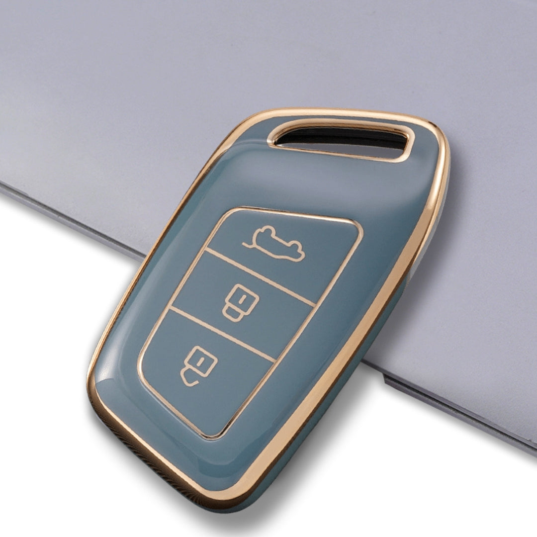 mg hector 3 button smart tpu blue gold key cover case