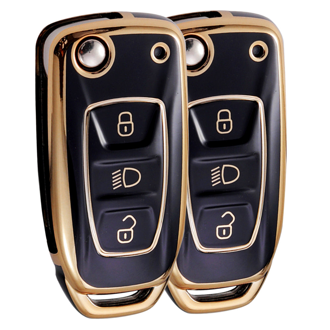 tata zest nexon hexa tiago 3 button flip tpu black and black key cover case accessories