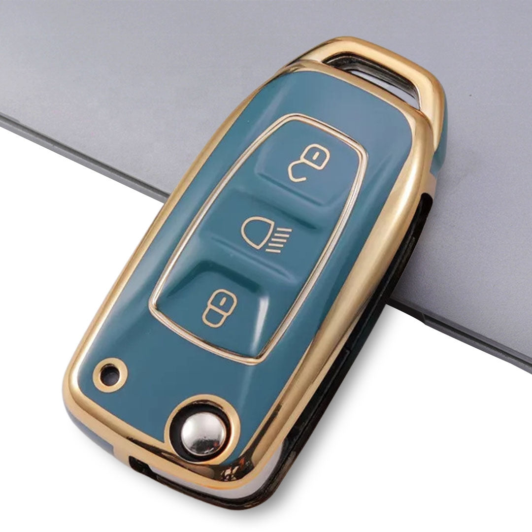 tata zest nexon hexa tiago 3 button flip tpu blue gold key cover case accessories