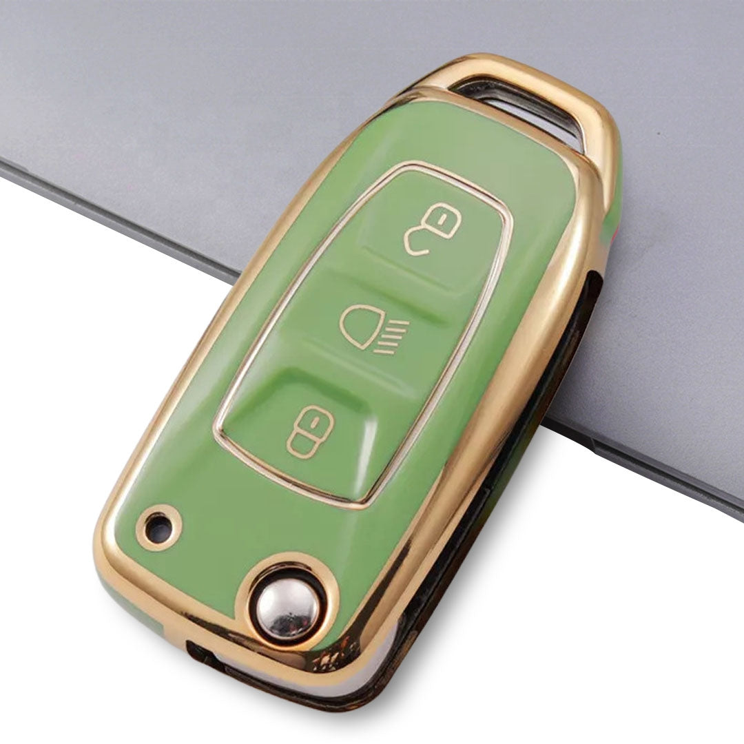 tata zest nexon hexa tiago 3 button flip tpu green gold key cover case accessories