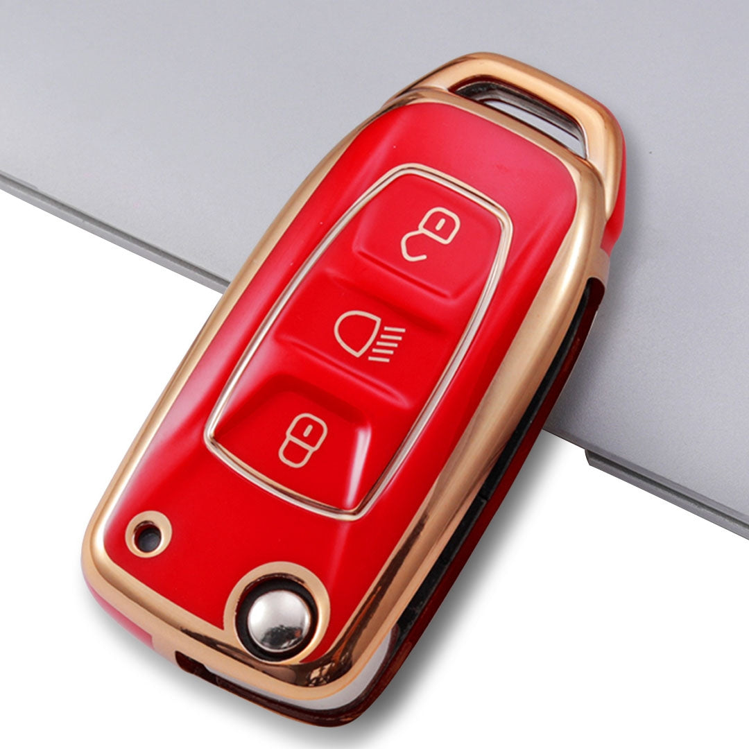 tata zest nexon hexa tiago 3 button flip tpu red gold key cover case accessories