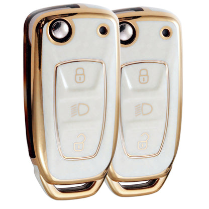 tata zest nexon hexa tiago 3 button flip tpu white and white key cover case accessories