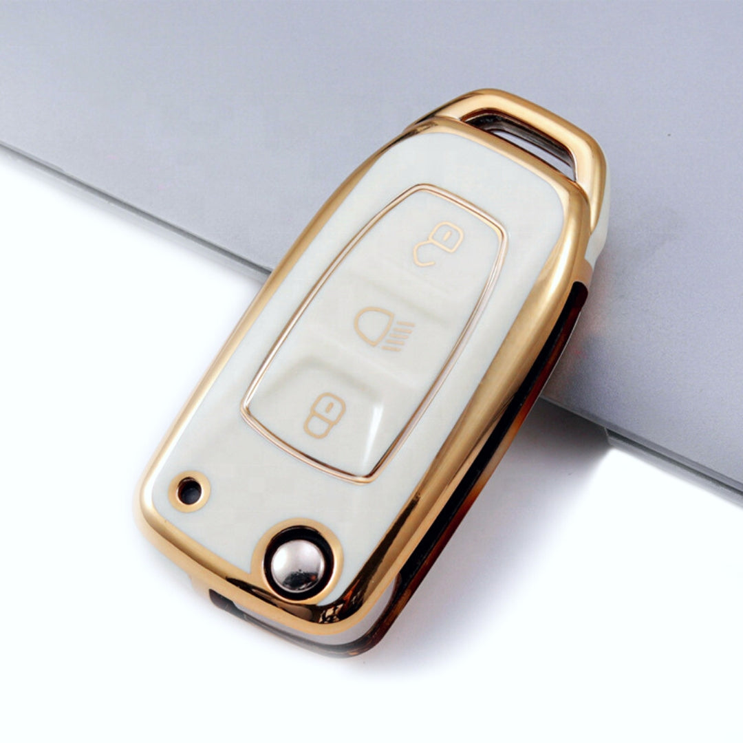 tata zest nexon hexa tiago 3 button flip tpu white gold key cover case accessories