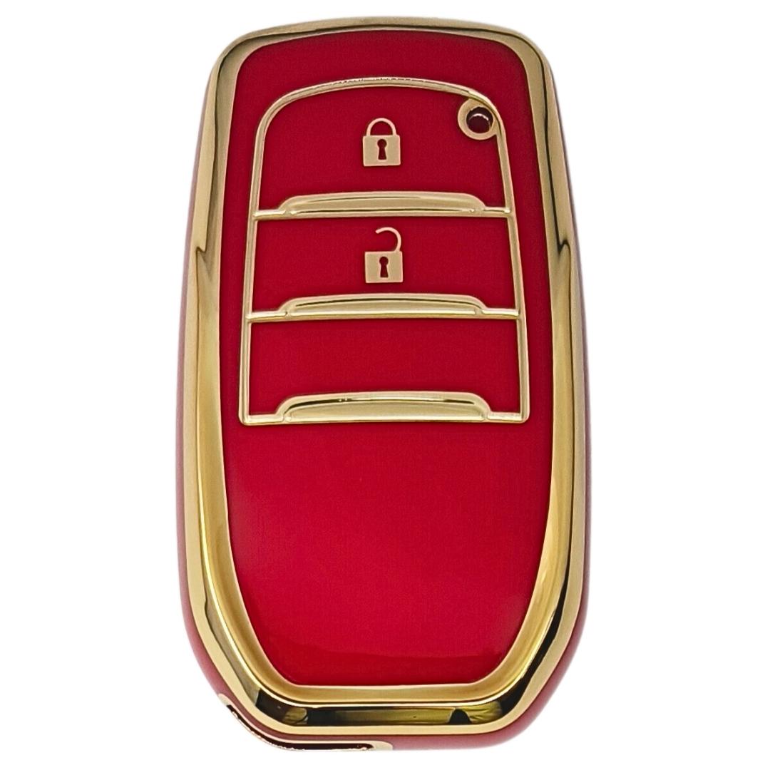 toyota fortuner innova crysta 2 button smart tpu red gold key cover case accessories